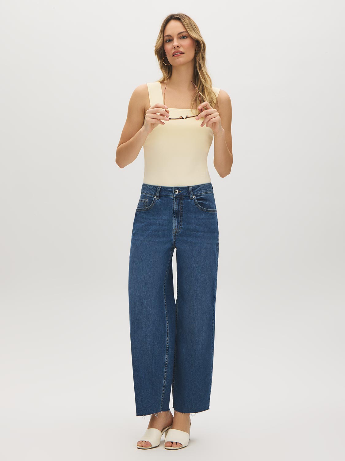 Cotton-Blend Thick Strap Tank Top