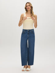 Cotton-Blend Thick Strap Tank Top