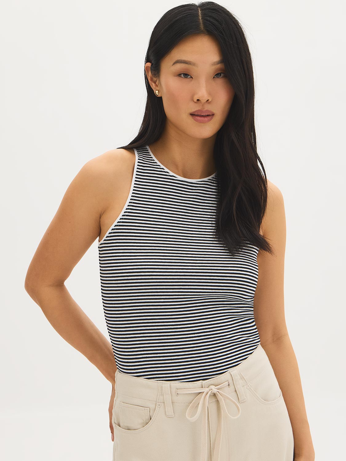 Striped Cotton-Blend Tank Top