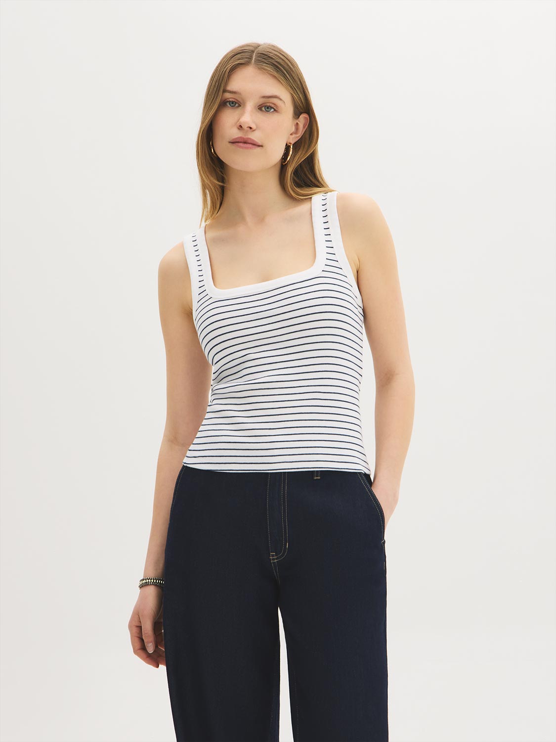 Cotton-Blend Striped Tank Top
