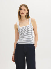 Cotton-Blend Striped Tank Top