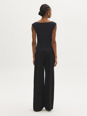 Double Layer Boat Neck Top
