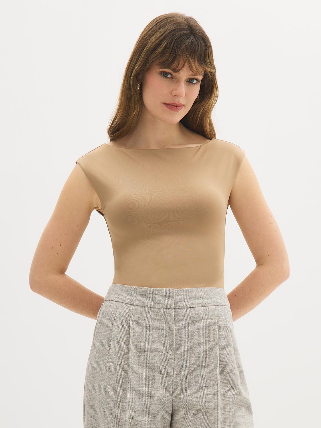 Double Layer Boat Neck Top