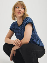 Striped Cuffed Dolman Sleeve T-Shirt