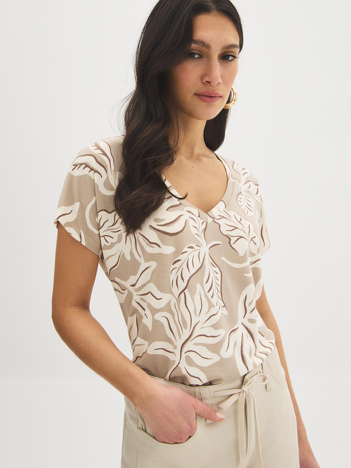 Printed Dolman Sleeve Jersey T-Shirt