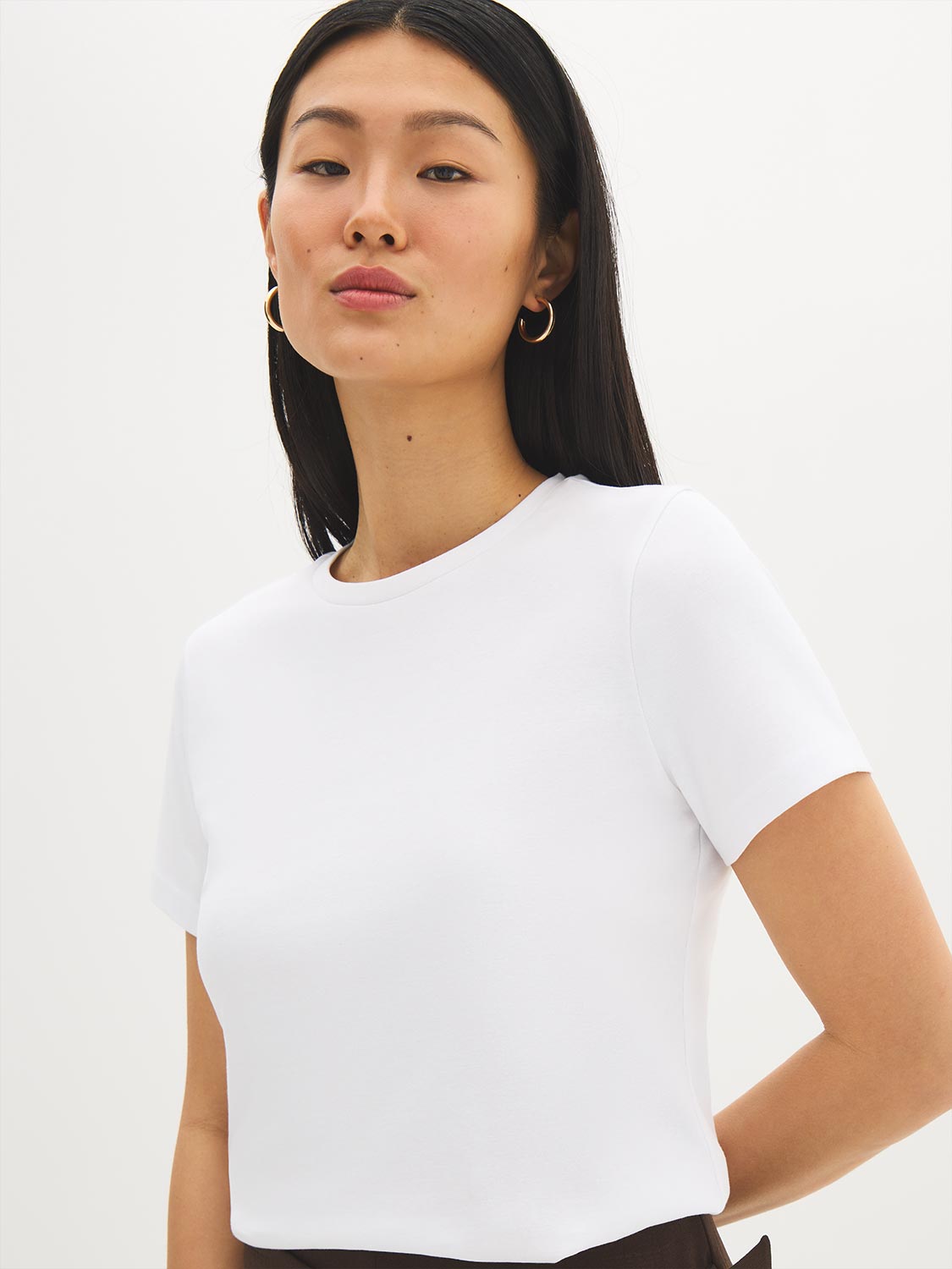 Cotton-Blend Ribbed Tee