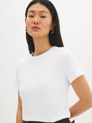 Cotton-Blend Ribbed Tee