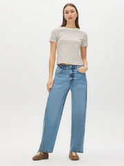 Striped Cotton-Blend Ribbed Tee