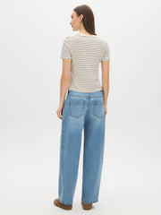 Striped Cotton-Blend Ribbed Tee