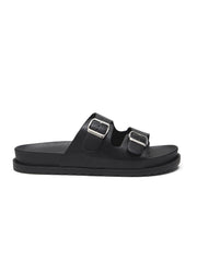 Faux Leather Slide Sandals