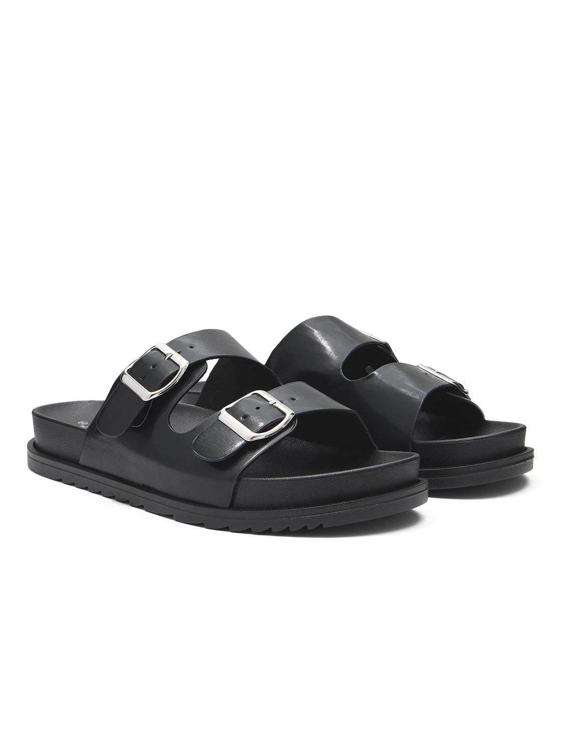 Faux Leather Slide Sandals