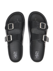 Faux Leather Slide Sandals
