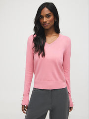 Button Detail V-Neck Sweater