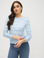 Striped Round Neck Long Sleeve Sweater