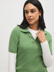 Cotton-Blend Polo Sweater