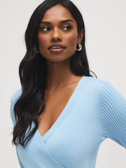 Button-Detail Wrap Front Sweater