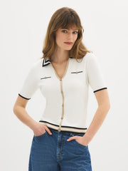 Short Sleeve Polo Cardigan