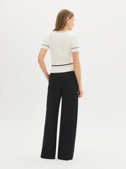Contrast Piping Short Sleeve Sweater