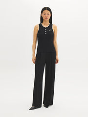 Sleeveless Button-Front Sweater Top