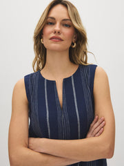 Sleeveless Striped Linen-Blend Blouse
