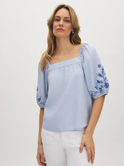 Embroidered Square Neck Blouse