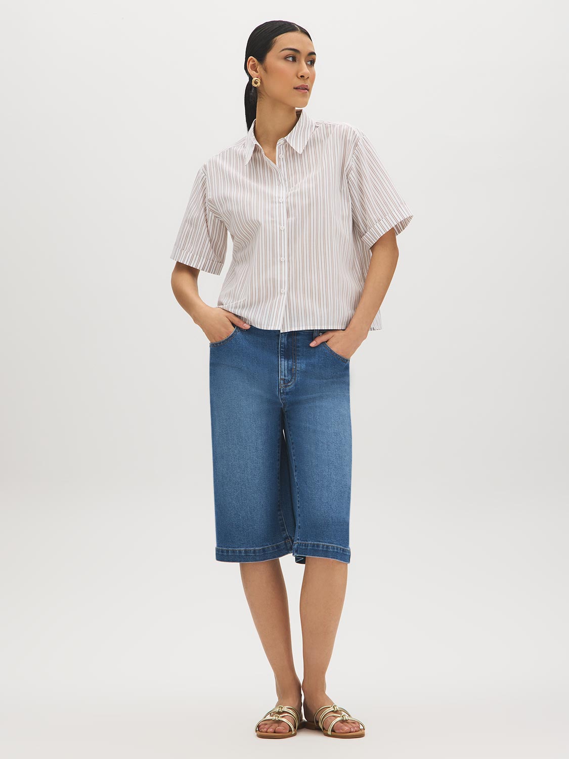 Cotton-Blend Striped Blouse