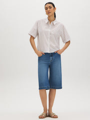 Cotton-Blend Striped Blouse