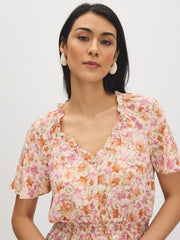 Floral V-Neck Peplum Blouse