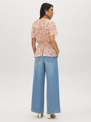 Floral V-Neck Peplum Blouse