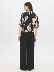 Floral Dolman Sleeve Peplum Blouse