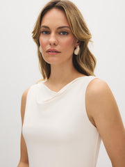 Sleeveless Cowl Neck Double Layer Top