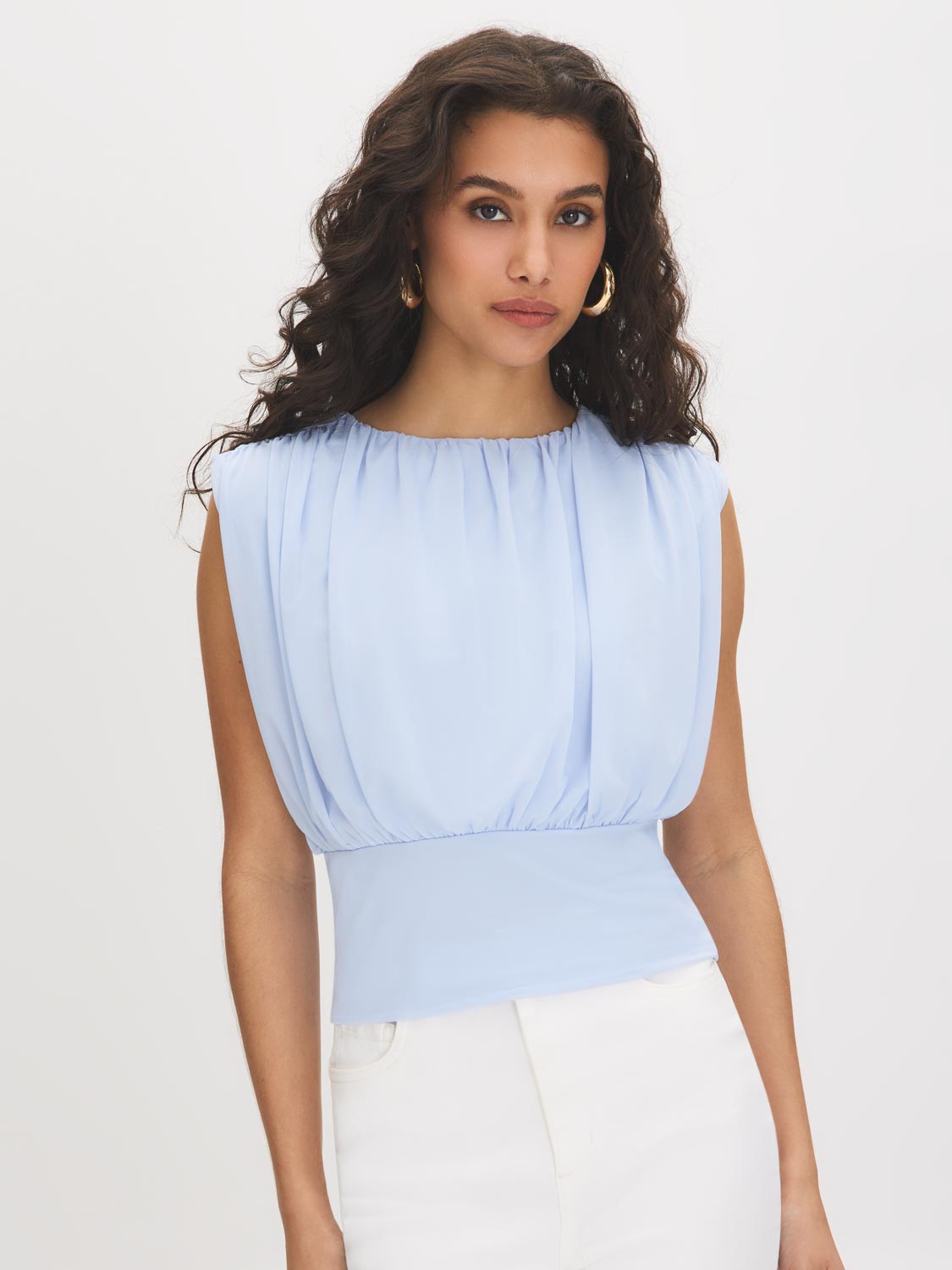 Sleeveless Mesh Bubble Top