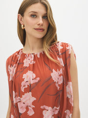 Sleeveless Printed Mesh Bubble Top