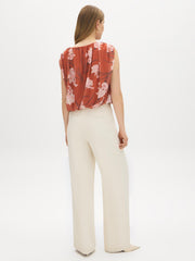 Sleeveless Printed Mesh Bubble Top