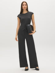 Textured Wide-Leg Pants