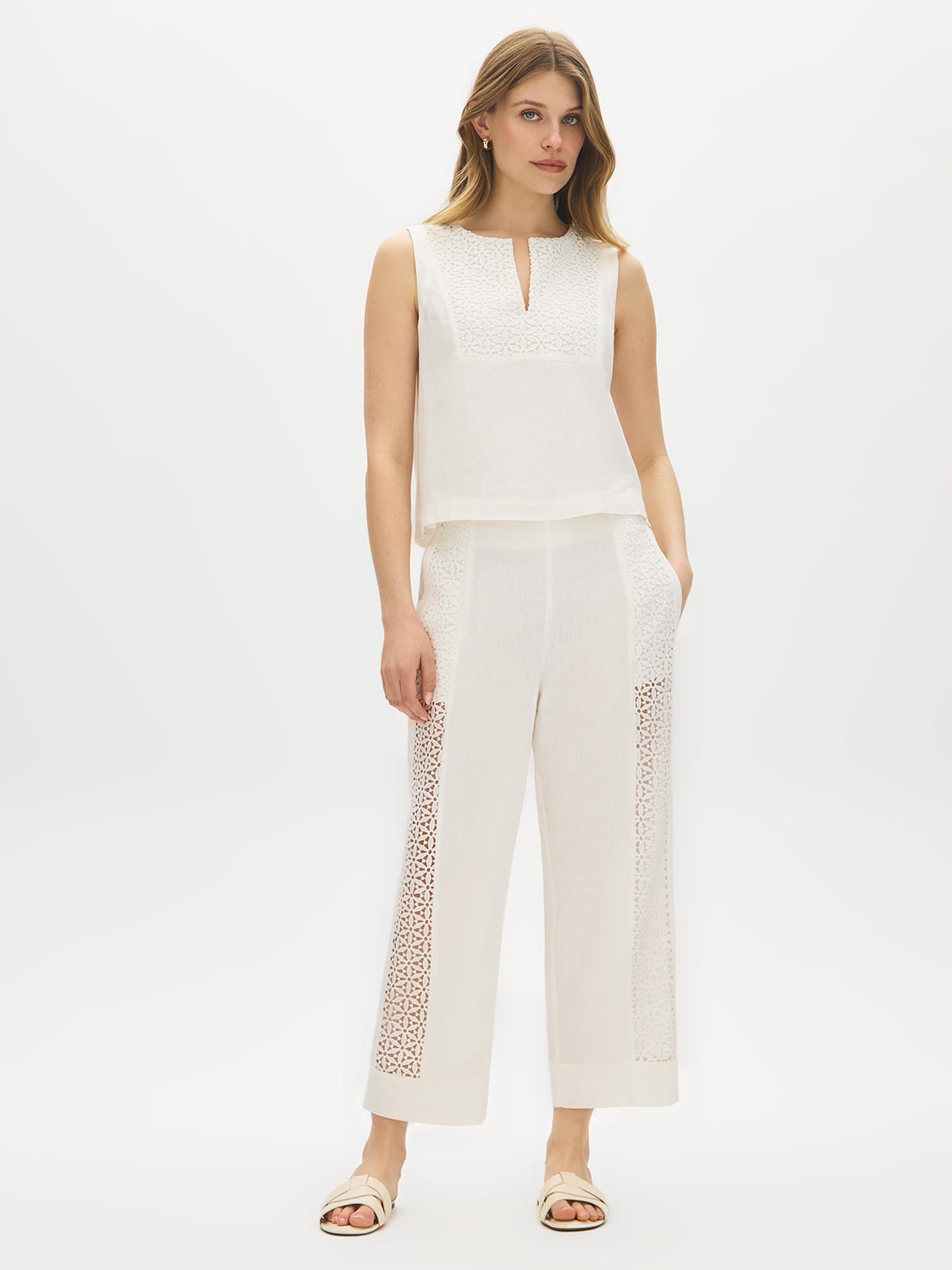 Crochet Insert Cropped Pants