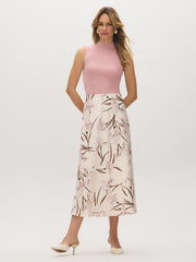 Floral Satin Bias-Cut Skirt