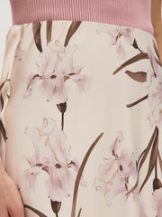 Floral Satin Bias-Cut Skirt