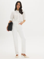 Cotton Embroidered Straight-Leg Jeans