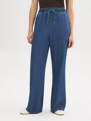 Elastic Waist Wide-Leg Jeans