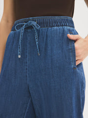 Elastic Waist Wide-Leg Jeans