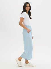 Striped Denim Gaucho Pants
