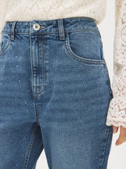 Rhinestone Straight Leg Jeans