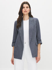 Open-Front Blazer with Cuffed Sleeves