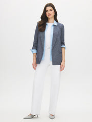 Open-Front Blazer with Cuffed Sleeves