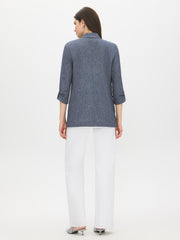 Open-Front Blazer with Cuffed Sleeves