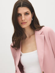 One-Button Blazer with Tipped Cuffs