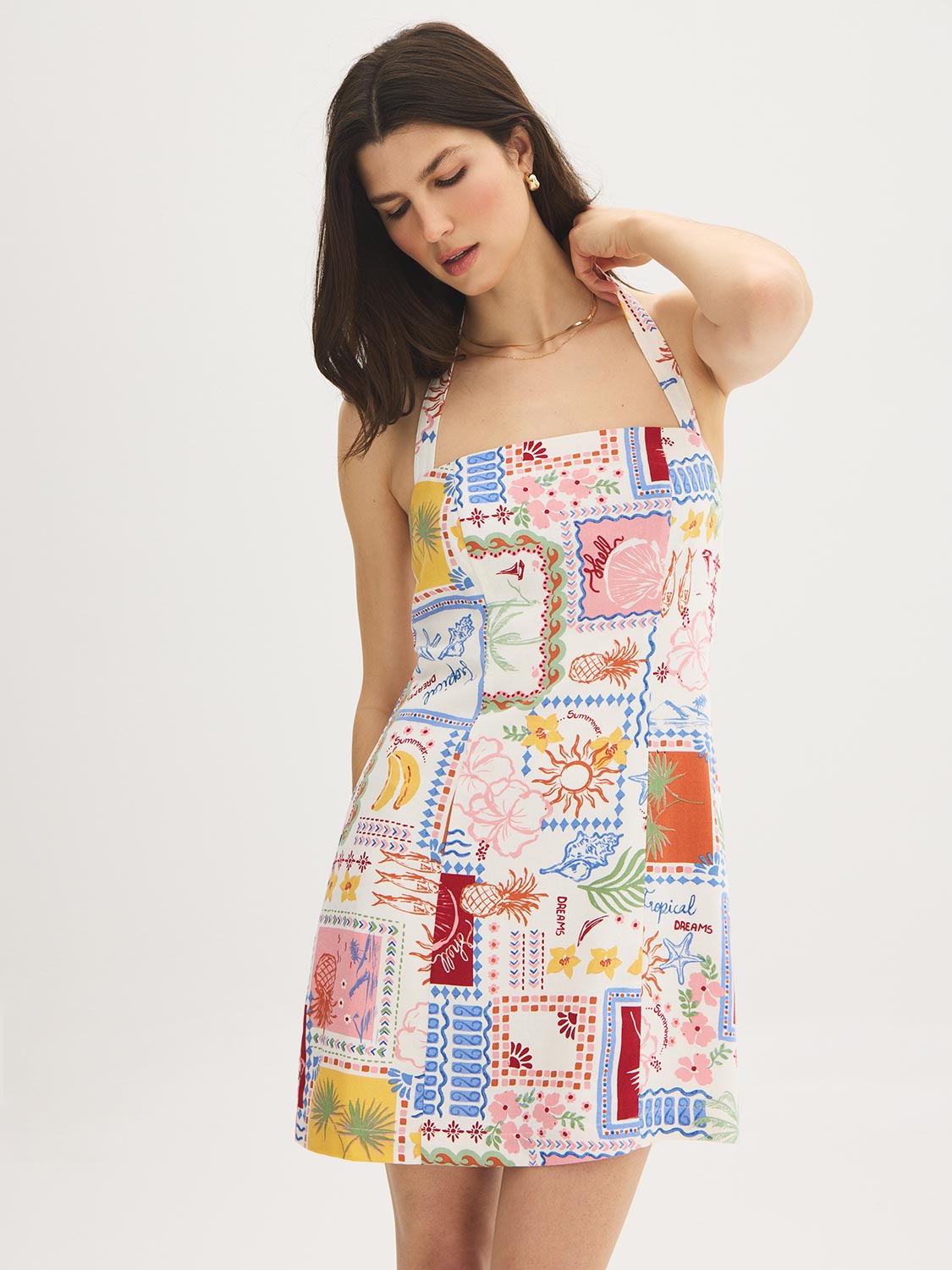 Printed Halter Mini Dress