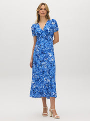 Textured Floral Print Midi Dress