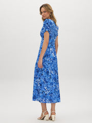 Textured Floral Print Midi Dress